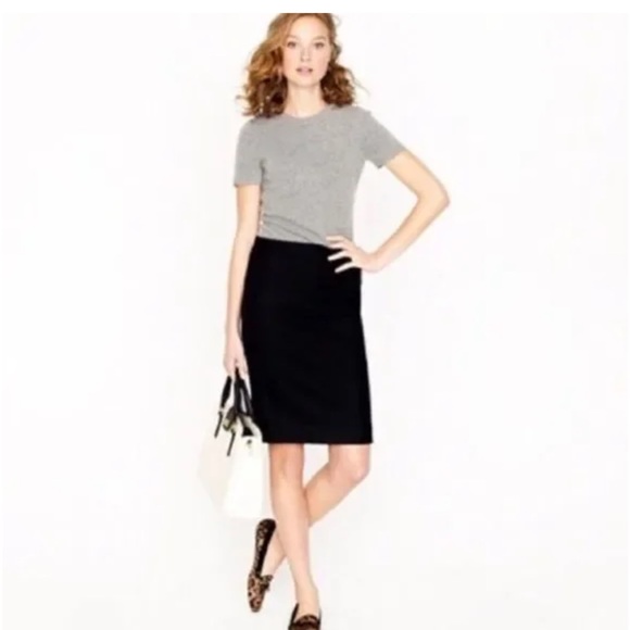 NWT J.Crew No 2 Wool Pencil Skirt Black in size 00 - Picture 1 of 11